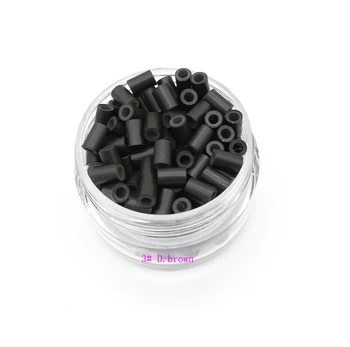 

Freeshipping - 2000pcs 4.0mm With Silicone Copper Tube Rings Links Beads / Black D-Brown Brown L-Brown D-Blonde Blonde