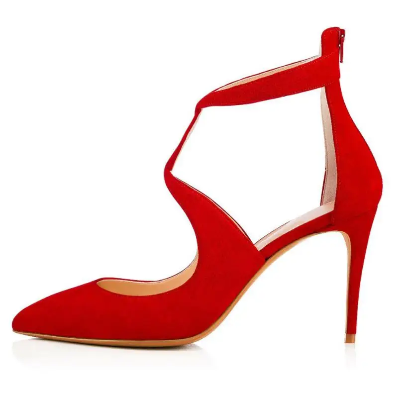 

Spring and summer Europe and the United States large size fashion cross strap fine-heeled banquet shoes
