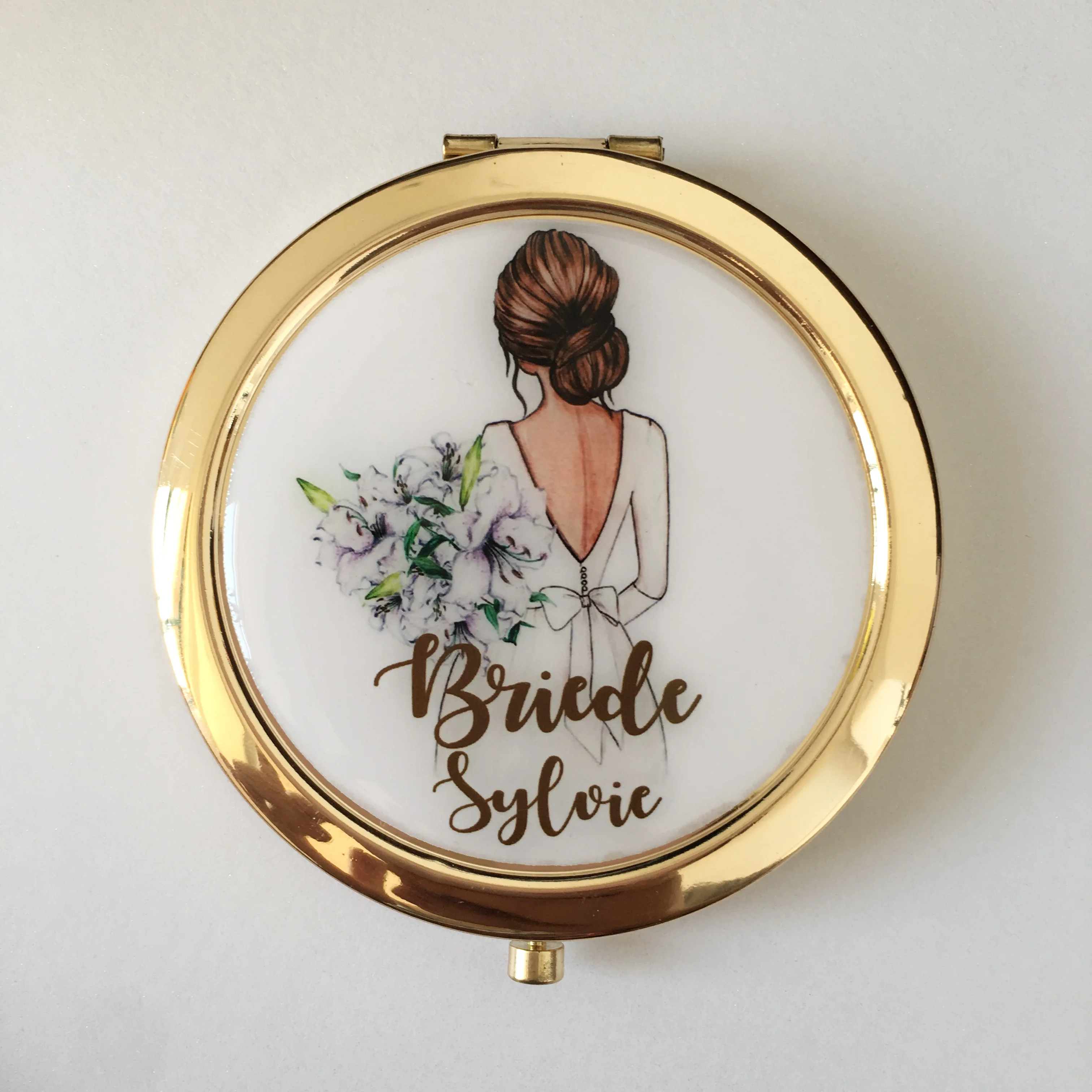 Green and White Compact Mirrors with White Rose, Personalized Compact Hand  Mirrors, Bridesmaid Gifts, Unique Gifts