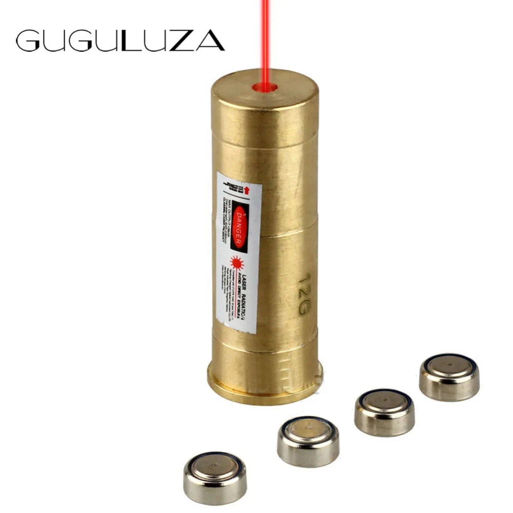 

GUGULUZA Hunting Red Laser Copper Boresight Gun Sighting Dot 12GA Bore 12 Gauge Cartridge Sight Laser