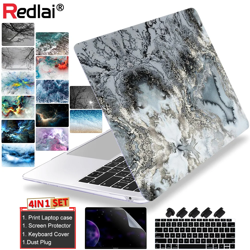 Redlai звездное небо/мрамор/камуфляж Жесткий чехол для Macbook Air Pro retina 11 13 15 Pro 13 15 Touchbar чехол для ноутбука