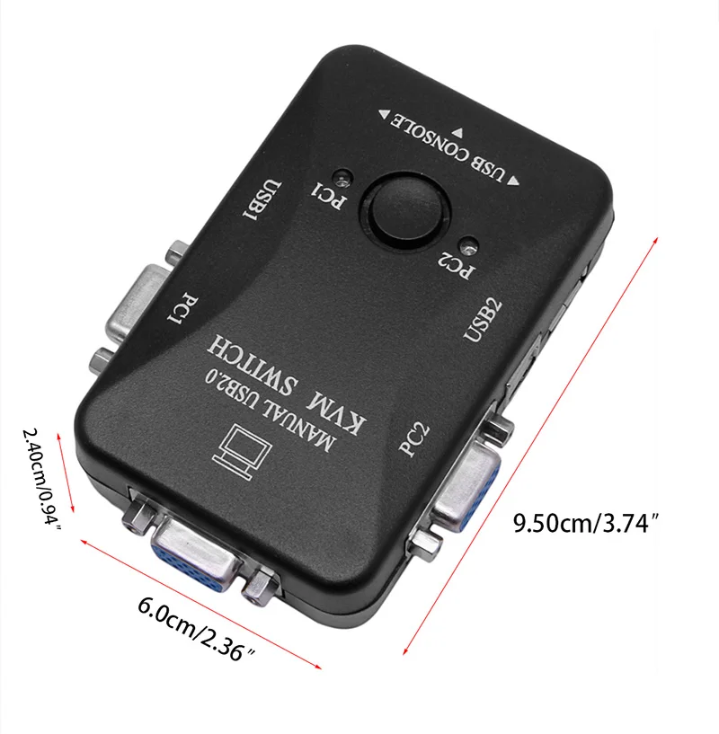 2 порта USB 2,0 KVM VGA переключатель коробка для 2 ПК Принтер мышь клавиатура Монитор руководство