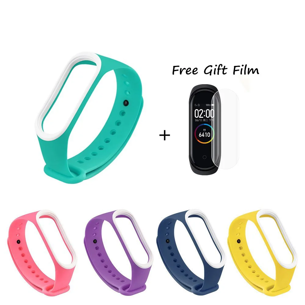 Ремешок Mi Band 4 ремешок для Xiaomi Miband защита экрана силиконовый браслет Xiomi Band4