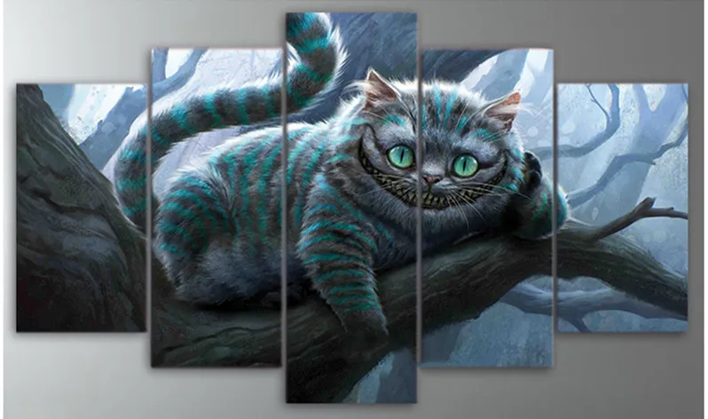 DIY 5 pçs/набор 5d Diamante Pintura decoraçao Da Sua casa &quotpais Das Maravilhas Cheshire Cat&quot Bordado chaio de diamantes Cruz