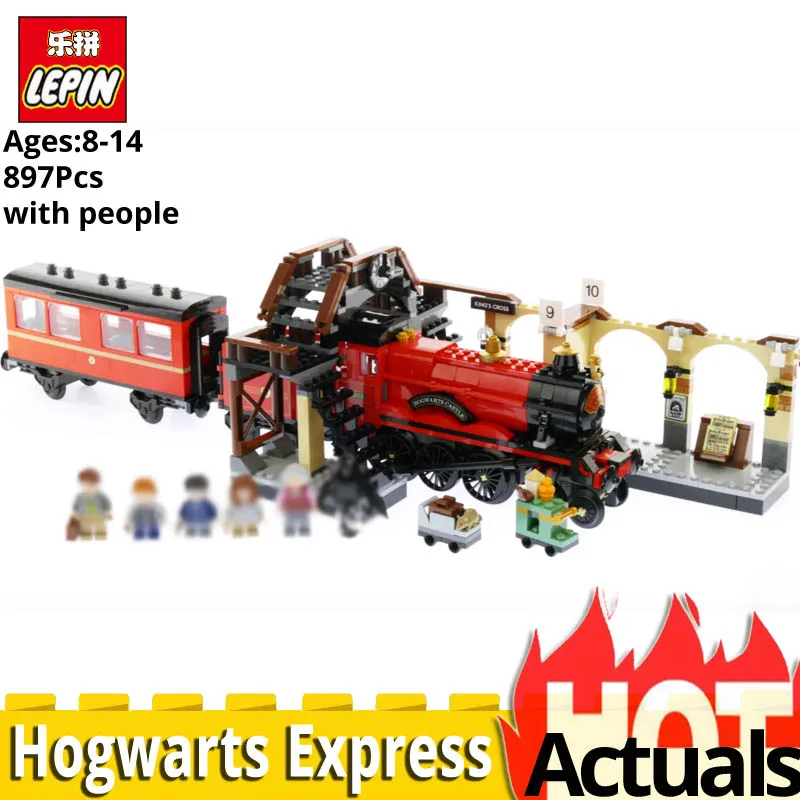 

Lepin 16055 Harry Movie Potter Hogwarts Express Model Legoinglys Train 75955 stacking block set building Toys for Children Gift