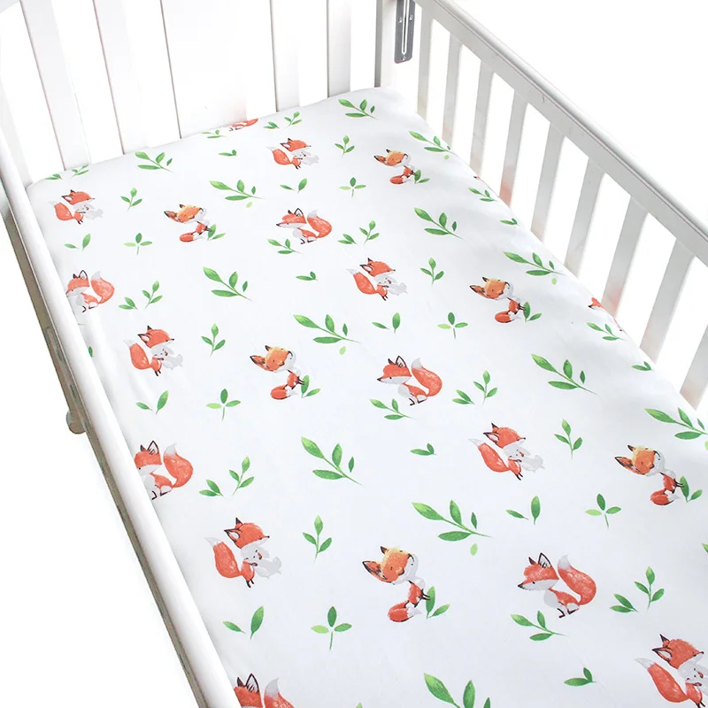 Baby Bed Sheets Pure Cotton Cute Flamingo Crib Sheets Soft Breathable Baby Bed Linen Mattress Cover Infant Fitted Sheet 1Pcs