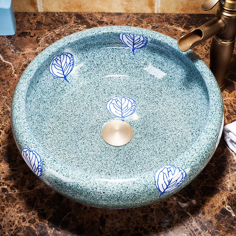 Handmade China Lavabo Washbasin bathroom sink bowl countertop Flower Shape Ceramic wash basin bathroom sink (4)