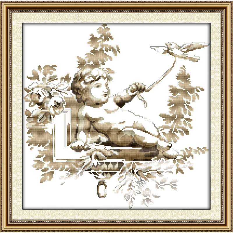 cherub and dove little angel DMC Cross Stitch Counted Embroidery Kits Needlework Thread Painting Art Home Decor | Дом и сад