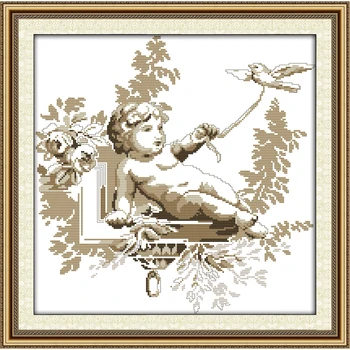 

cherub and dove little angel DMC Cross Stitch Counted Embroidery Cross Kits Needlework Embroidery Thread Painting Art Home Decor