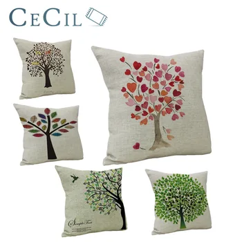 

Home Decorative Pillow Cover Life Tree Plant Printing Simple Style Office Cushion Cover Sofa Lumbar Pillowcase Pillow Cover