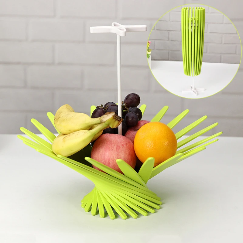 

Creative Fruit Basket Retractable Folding Fruit Plate ABS Portable Flower Shaped Fruits Vegetable Storage Basket Home Decoration