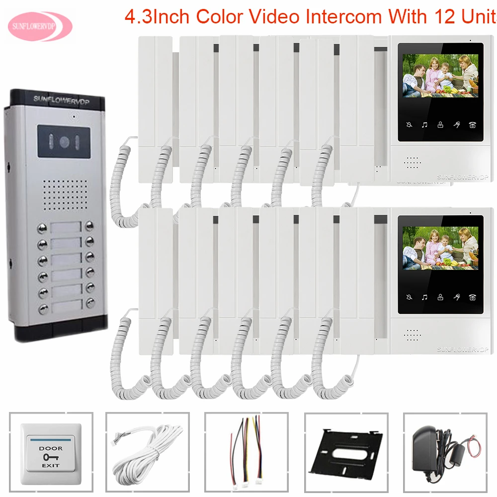 Video Intercom for Apartments Wired Home Video Intercom Video Call With Monitors 4.3 inchs Color Intercom Hands-free Videophone Video Intercom for Apartments Wired Home Video Intercom Video Call With Monitors 4.3 inchs Color Intercom Hands-free Videophone