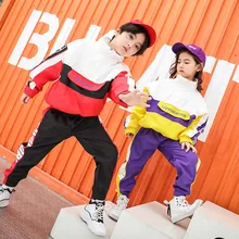 Детская спортивная одежда, спортивный костюм для мальчиков и девочек 10, 12, 14 лет, костюмы в стиле хип-хоп, детская одежда в стиле джаз уличный Танцевальный Костюм танцевальная одежда для сцены