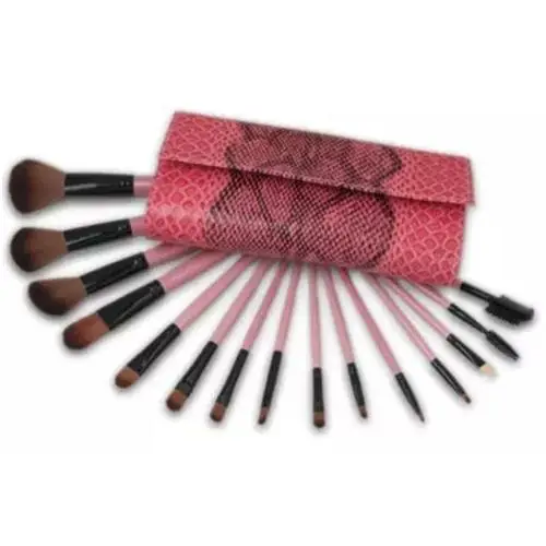Make Up Brushes Set 15Pcs Pink Makeup Facial Cosmetics Kit Beauty Bags Professional Brush With Snake Skin Bag Cosmeti | Красота и