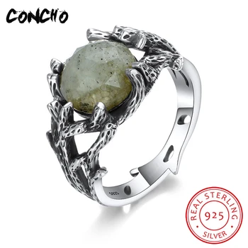 

2018 Bands Tension Setting Trendy Party Anel Feminino Concho Jewelry 925 Sterling Geometric Shape Natural Stone Rings For Women