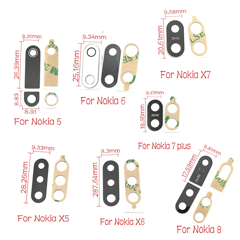 

New Rear Back Camera Glass Lens Cover For Nokia 5 6 8 7 Plus X5 X6 X7 With Adhesive Sticker Replacement Parts