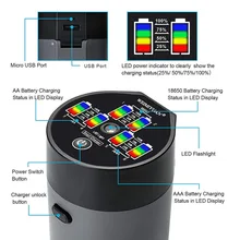 6 Slot Battery Charger Automatic LED Display for Ni-MH Ni-Cd AA AAA 18650 SKD88
