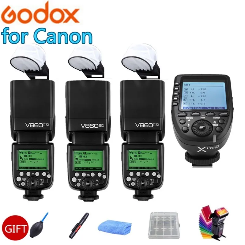 Вспышка 3x Godox V860IIC встроенная вспышка Speedlite 2 4G GN60 HSS TTL светильник + триггер Xpro C