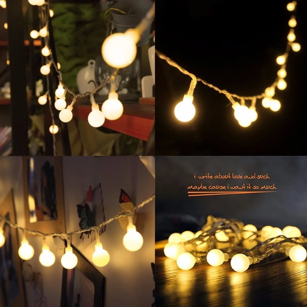 Kohree украшение для спальни праздничные Светодиодные Лампы String Light Night Fairy Globe Ball for