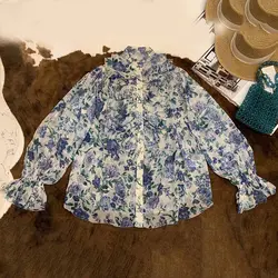 Женская Полосатая хлопковая блузка свободный стиль Женская блузка 2019 Новая женская элегантная короткая стильная блузка