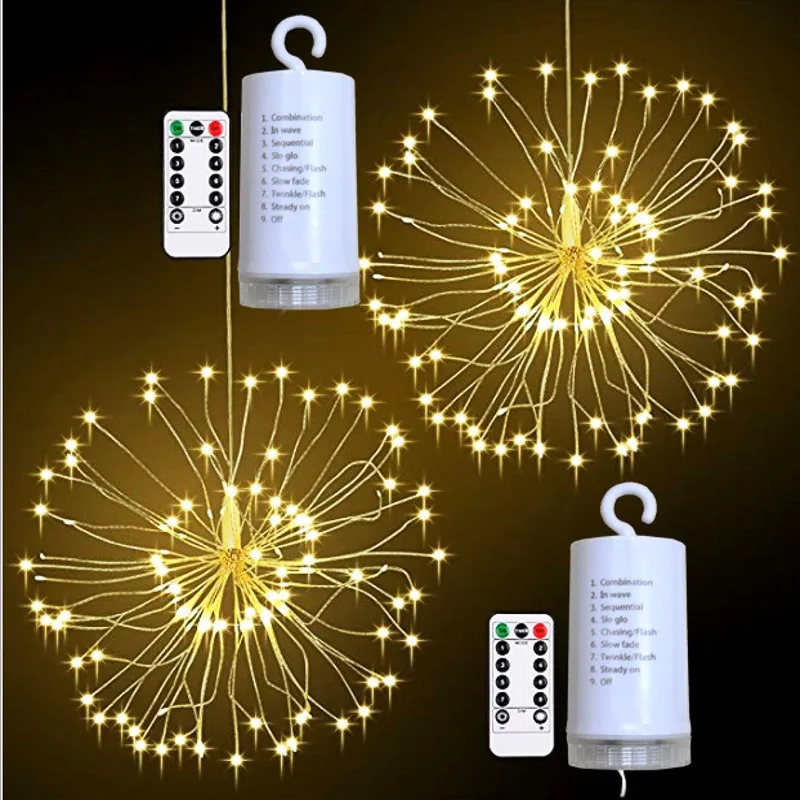 

DIY LED Fairy String Light Battery Operated Starburst Remote Control Decoration for Party Garden Holiday Home Decor Binfu