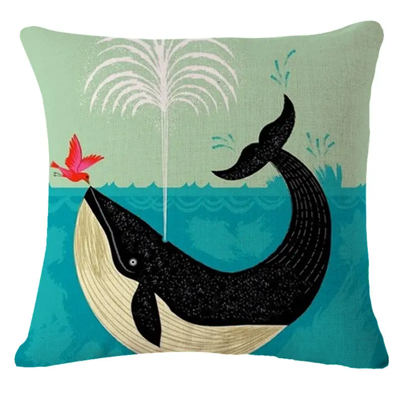 Decorativet throw pillows case Fish water Whale Cushion Cover for sofa