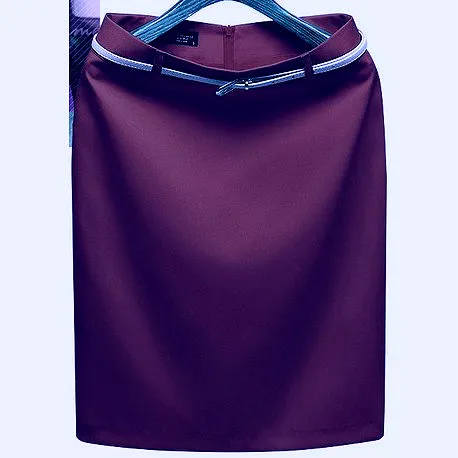 Женская юбка цвета хаки, Корейская юбка, юбка-карандаш с высокой талией, Офисная Женская юбка миди 3XL - Цвет: Burgandy