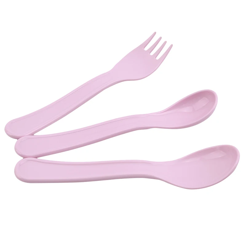 

3pcs Set Wheat Straw Flatware Straw Feeding Spoon Children Tableware Children's Chopsticks Cutlery Fork Spoon Children Portable