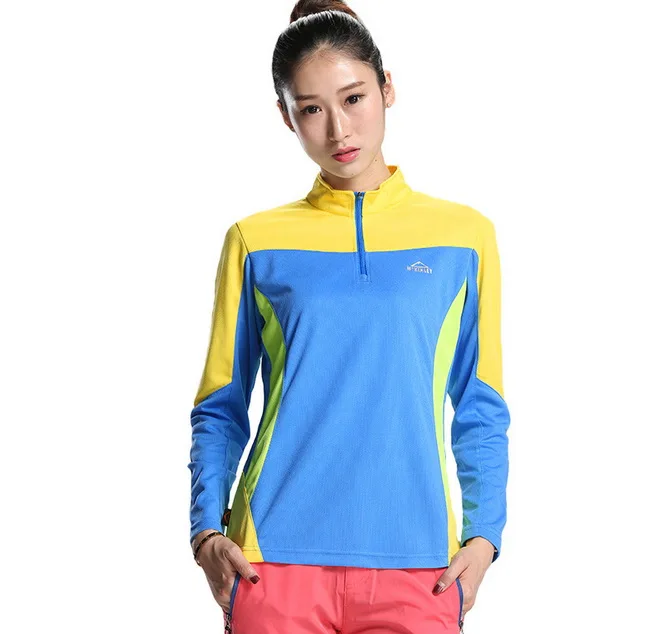Outdoor Quick-drying T-shirt Women Prevent Bask Breathable 1/4 Zipper Long Sleeve Large Size Fitness Running Jerseyes |