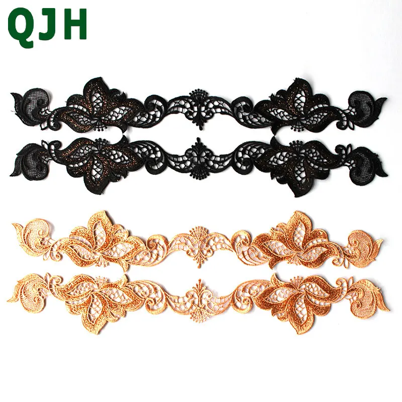 

QJH 1 pair Embroidered Floral Lace Neckline Neck Collar Trim Clothes Sewing Applique Embroidery edge Gift