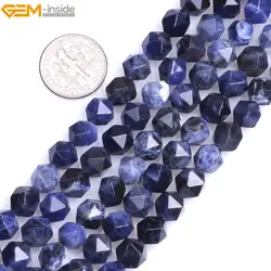 Gem-внутри 8 мм 10mm12mm натуральный AAA Класс граненый содалит бусы для изготовления ювелирных изделий бисером Strand 15 "сделай сам рождественский