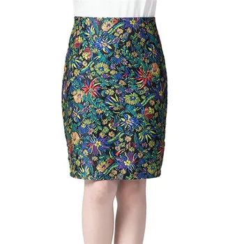

Elegant Floral Offic Work Pencil Skirt Women High Waist Back Zipper Slim Bodycon Midi Skirt Jupe Femme Faldas