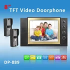 8inch Color TFT LCD Wired Video Door Phone Doorbell Intercom System With  2pcs IR Camera