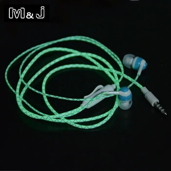 

HOT! Glow In The Dark Earphones Luminous Neon Headset Flash Light Glowing Earbuds With Microphone Night Lighting For Phone MP3