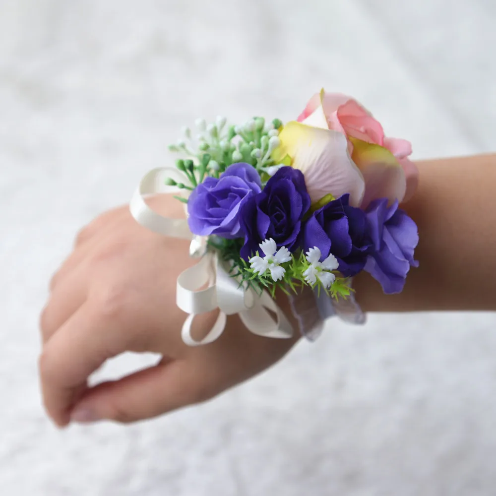 Hand Corsage Flowers Flower Bracelet Bridesmaid Bracelet Flower Bracelet For Bridesmaids Prom Bracelets Wrist Flower Pink
