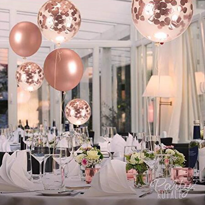 Розовое золото с днем рождения воздушные шары вечерние воздушный шар "Конфетти" латексные шары на день рождения украшения для взрослых детей Свадебные Воздушные шары