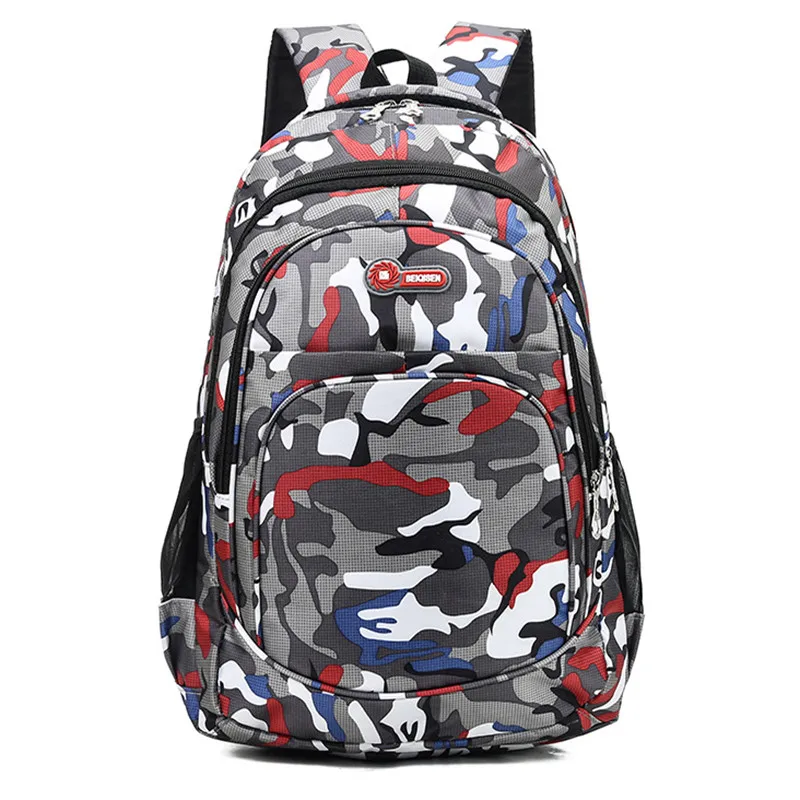 LOOZYKIT 2 размера камуфляжные водонепроницаемые школьные сумки для девочек и мальчиков Детский рюкзак для детей сумка для книг Mochila Escolar школьный - Цвет: red large