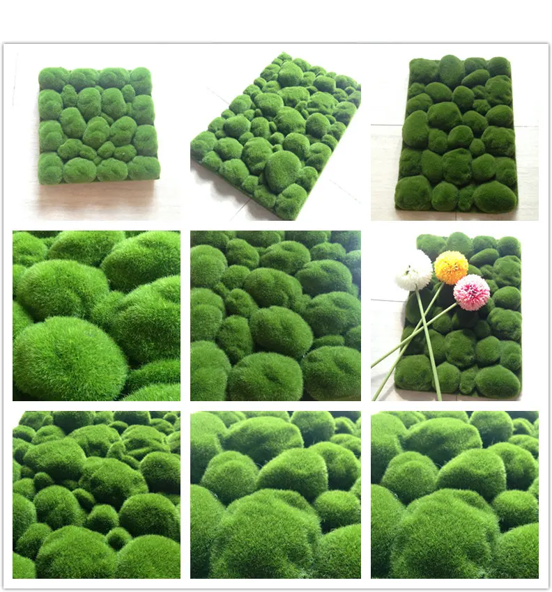 4Pcs stone shape Moss Grass Mat Indoor Green Artificial Lawns Turf