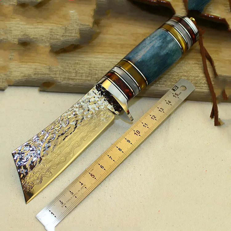 

Jungle conqueror 78 layer VG10 Damascus steel tactical straight knife, outdoor camping multi-function knife gift collection