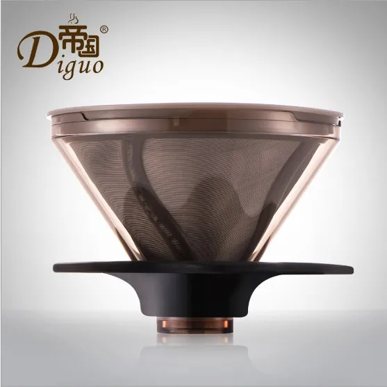 Diguo Stainless Steel Coffee Filter Cup and Cup Double Filter Paper Filter Hand Free Smart Filter Cup Tea Cup