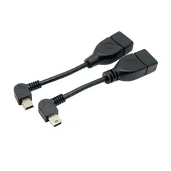 90 градусов левый и правый угловой мини Тип usb B к USB OTG Женский кабеля 10 см для планшета