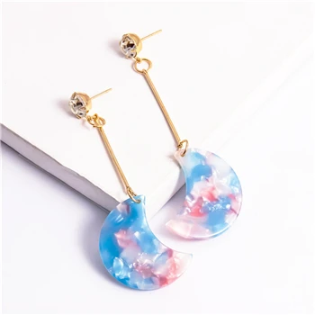 Donarsei Fashion ZA Crescent Leopard Acrylic Earrings For Women Boho Acetate C U Shape Drop Dangle Earrings Statement Jewelry - Окраска металла: 20