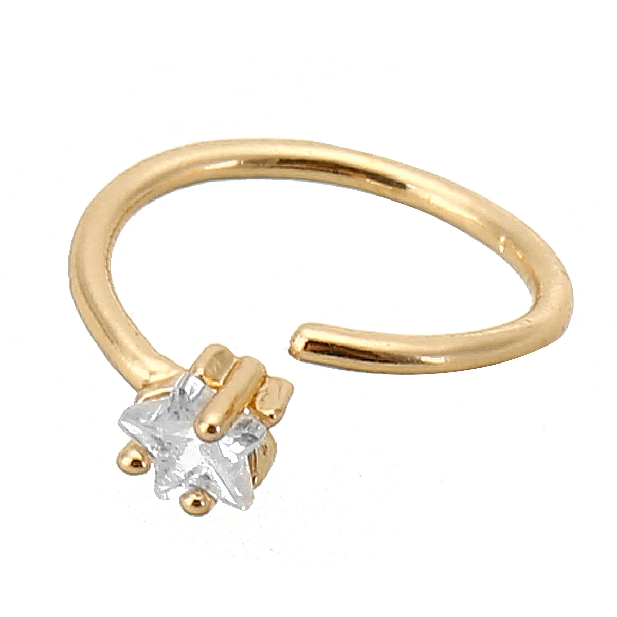 Small Thin Star Crystal Rhinestone Stainless Steel Nose Hoop Ring 3 Colors