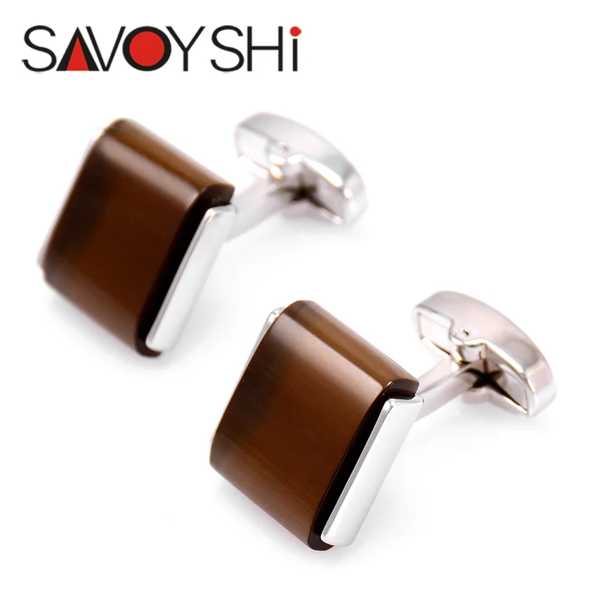 Мужские запонки в форме рубашки SAVOYSHI высококачественные квадратные коричневые