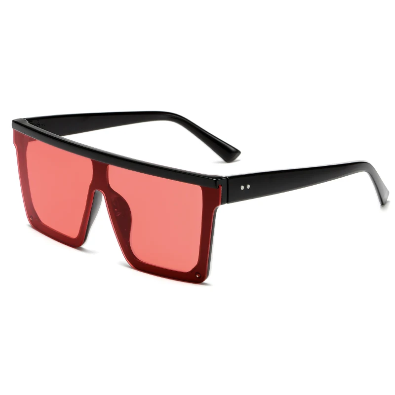 Новые женские крупные солнцезащитные очки большая рамка квадратный плоский Топ заклепки солнцезащитные очки для мужчин винтажные зеркальные очки UV400 Gafas - Цвет линз: C4Black Red