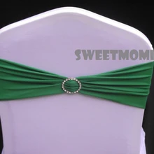 200 Изумрудный спандекс/лайкра лента Свадьба с пряжкой для свадьбы чехол на стул с лентой с круглым Диаманте