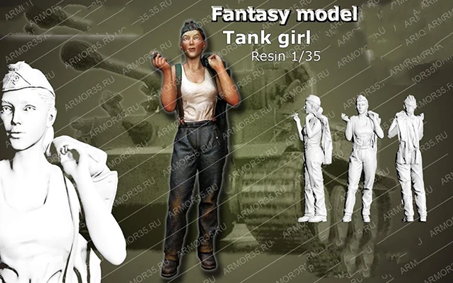 

1/35 SUMMER STAND TANK GIRL toy Resin Model Miniature resin figure Unassembly Unpainted