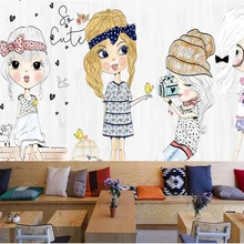 Beibehang пользовательские обои мода Девушка ручной рисунок мультфильм магазин одежды фон 3d обои папье peint росписи 3d