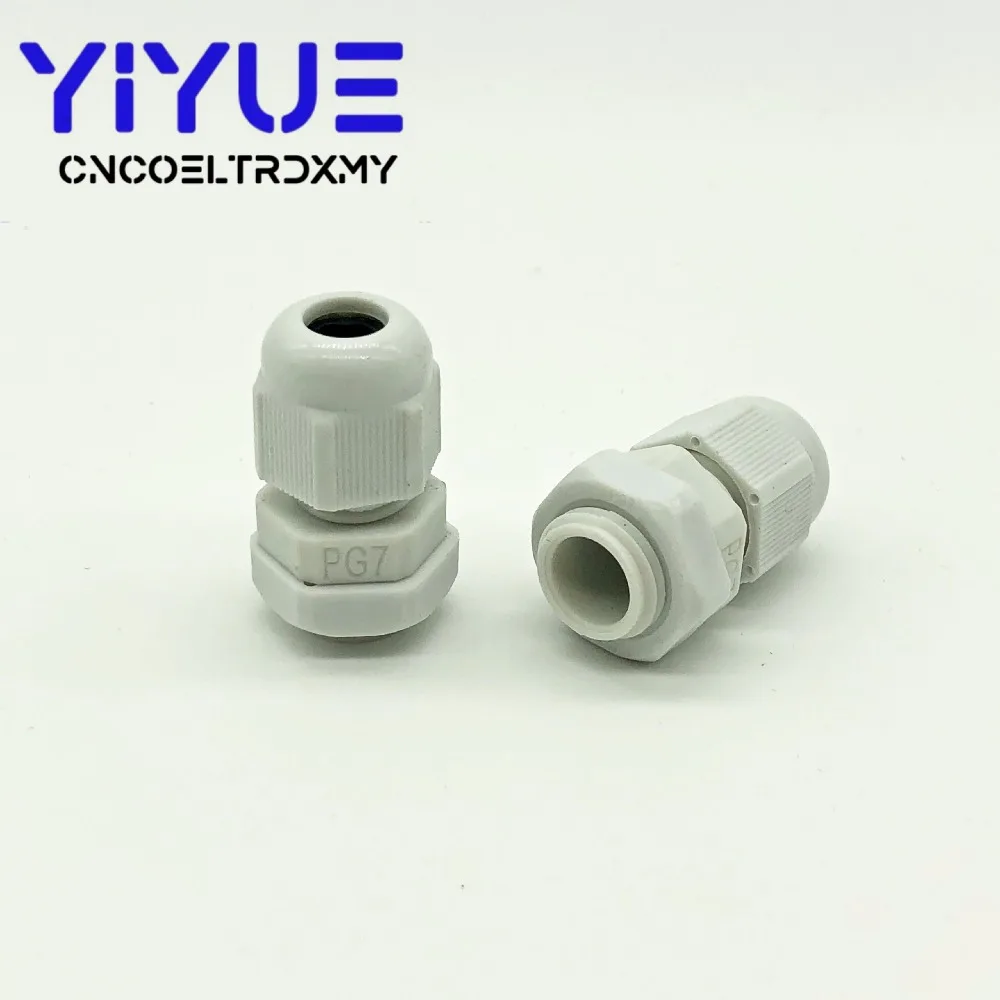 10/20pcs IP68 PG7 for 3-6.5mm Wire Cable CE White Black Waterproof Nylon Plastic Cable Gland Connector
