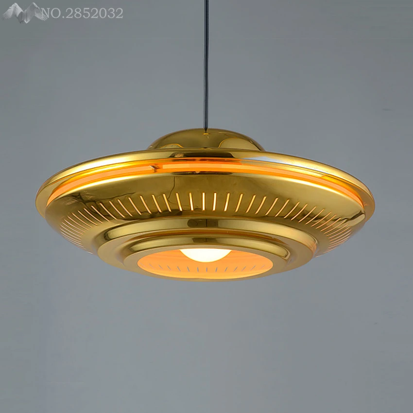 

LFH Modern Golden UFO Shape Pendant Lamp Luminaire Hanging Vintage Pendant Lamp Rustic Light Fixture Aluminium Lampshade